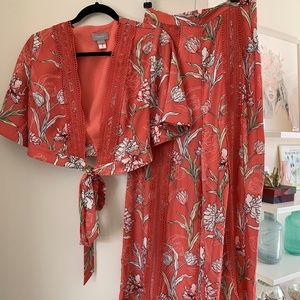 Finders Keepers Fl oral Coral 2-Piece Pants Set